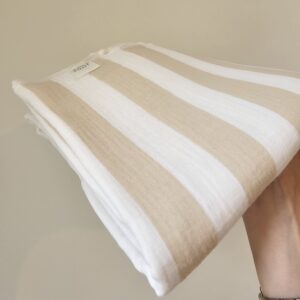 XL Beach Swaddle - brede streep beige ecru