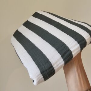 XL Beach Swaddle - Brede streep groen ecru