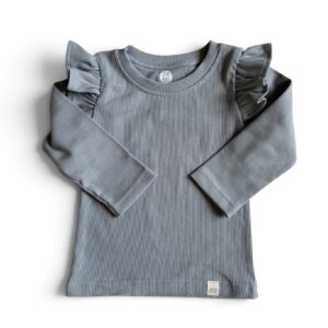 Longsleeve - RUFFLE Rib staal blauw