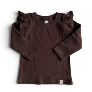 Longsleeve - RUFFLE Rib donker bruin