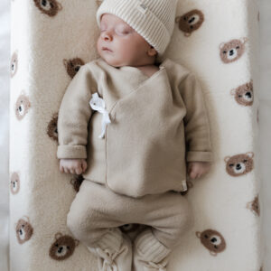 set fleece katoen truitje + broekje beige