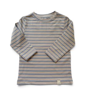 Longsleeve - Big streep beige staalblauw