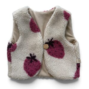 Teddy gilet aardbei
