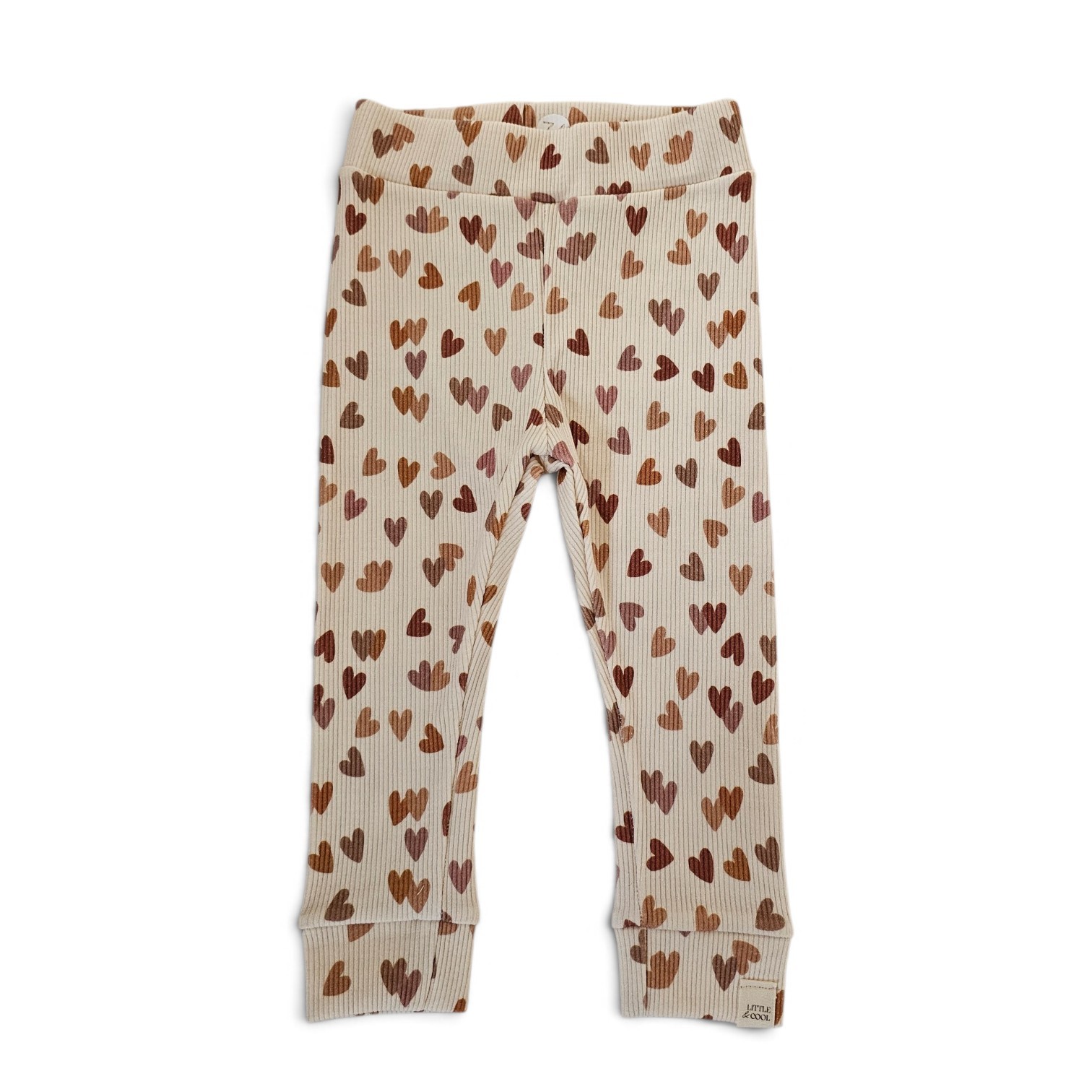 Skinny legging -Veelkleurige Hartjes Beige