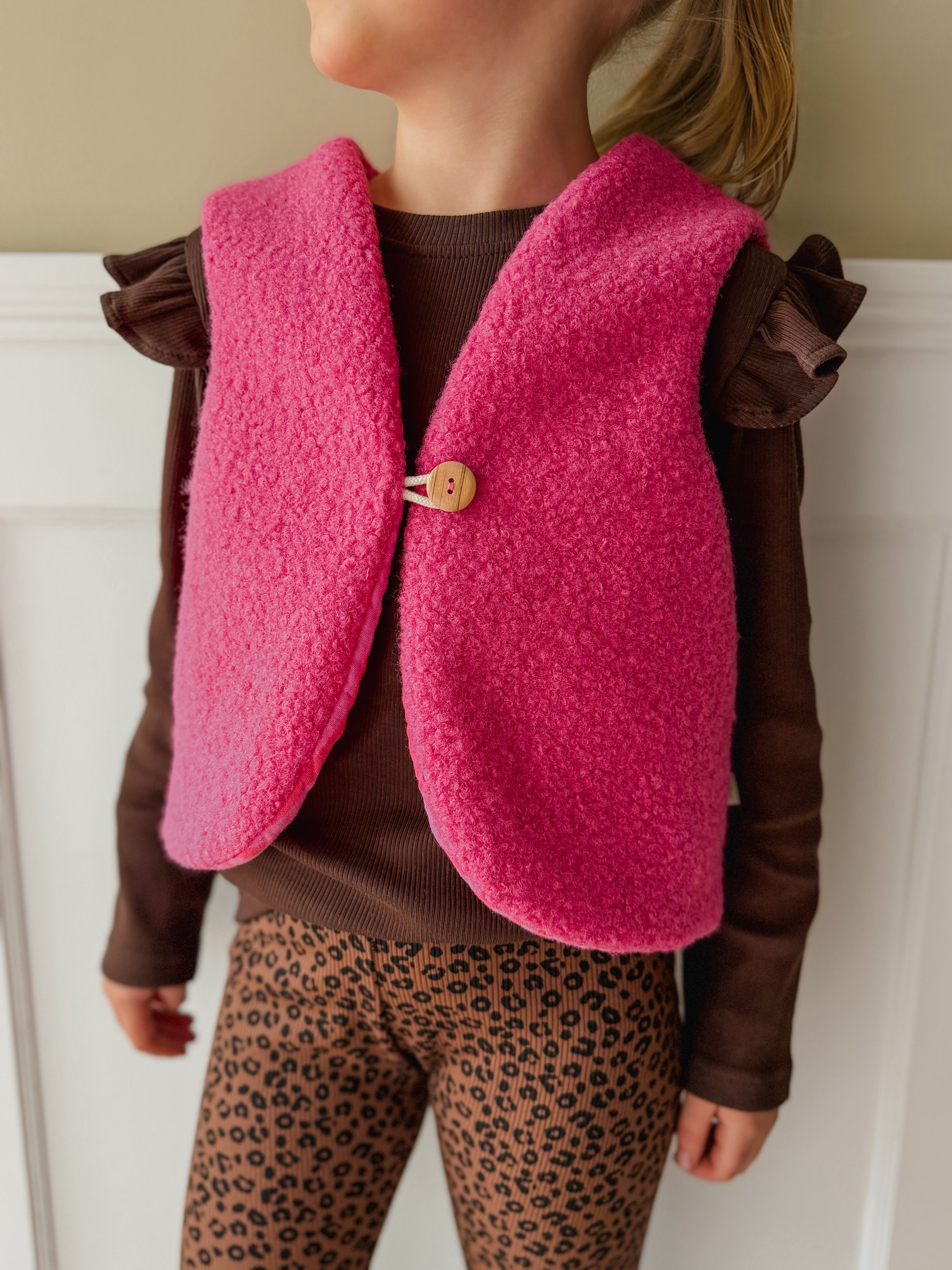 Teddy gilet fel roze