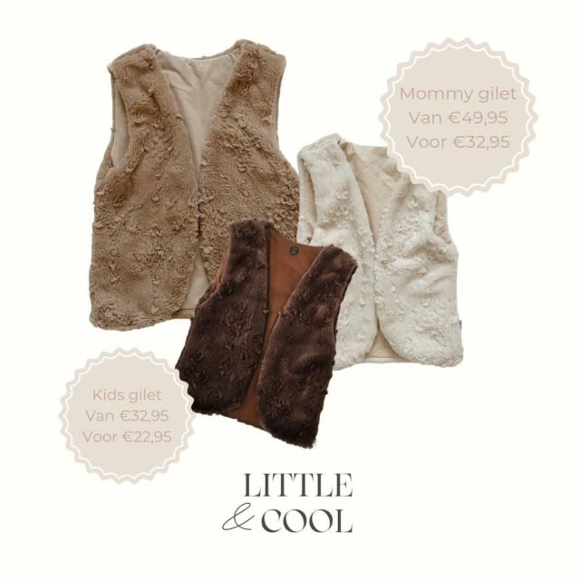𝗙𝗮𝘂𝘅 𝗳𝘂𝗿 𝗴𝗶𝗹𝗲𝘁 𝘄𝗲𝗲𝗸𝗲𝗻𝗱 𝗱𝗲𝗮𝗹!Brrr het wordt weer kouder!❄️Tijd voor warme kleren, de faux fur gilets zijn heerlijk om over je kleding heen te dragen! Heerlijk warm, super zacht en het staat ook nog eens super leuk!𝗗𝗶𝘁 𝘄𝗲𝗲𝗸𝗲𝗻𝗱 𝘀𝗵𝗼𝗽 𝗷𝗲 𝗱𝗲 𝗳𝗮𝘂𝘅 𝗳𝘂𝗿 𝗴𝗶𝗹𝗲𝘁𝘀 𝘃𝗼𝗼𝗿 𝗲𝗲𝗻 𝗵𝗲𝗲𝗹 𝗹𝗲𝘂𝗸 𝗽𝗿𝗶𝗷𝘀𝗷𝗲 𝗶𝗻 𝗱𝗲 𝘄𝗲𝗯𝘀𝗵𝗼𝗽🤎📦Kijk dan ook gelijk even onder het kopje 'feestkleding' voor leuke items voor de feestdagen✨️🌲www.littleandcool.nl#weekendhotel #fauxfurgilet #twinnen #gilet #kinderkleding #meisjeskleding #girlsoutfit #mommy #shopping