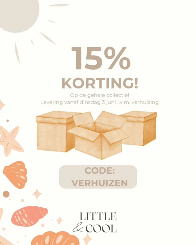Shop je favoriete items nu met korting!I.v.m. de verhuizing van ons atelier duurt de verzending iets langer dan jullie van ons gewend zijn. Maar in de verhuisweek geven we jullie wel 15% korting op alles! Vanaf dinsdag 3 juni verzenden we weer vanaf onze prachtige nieuwe werkplek.Code: VERHUIZEN